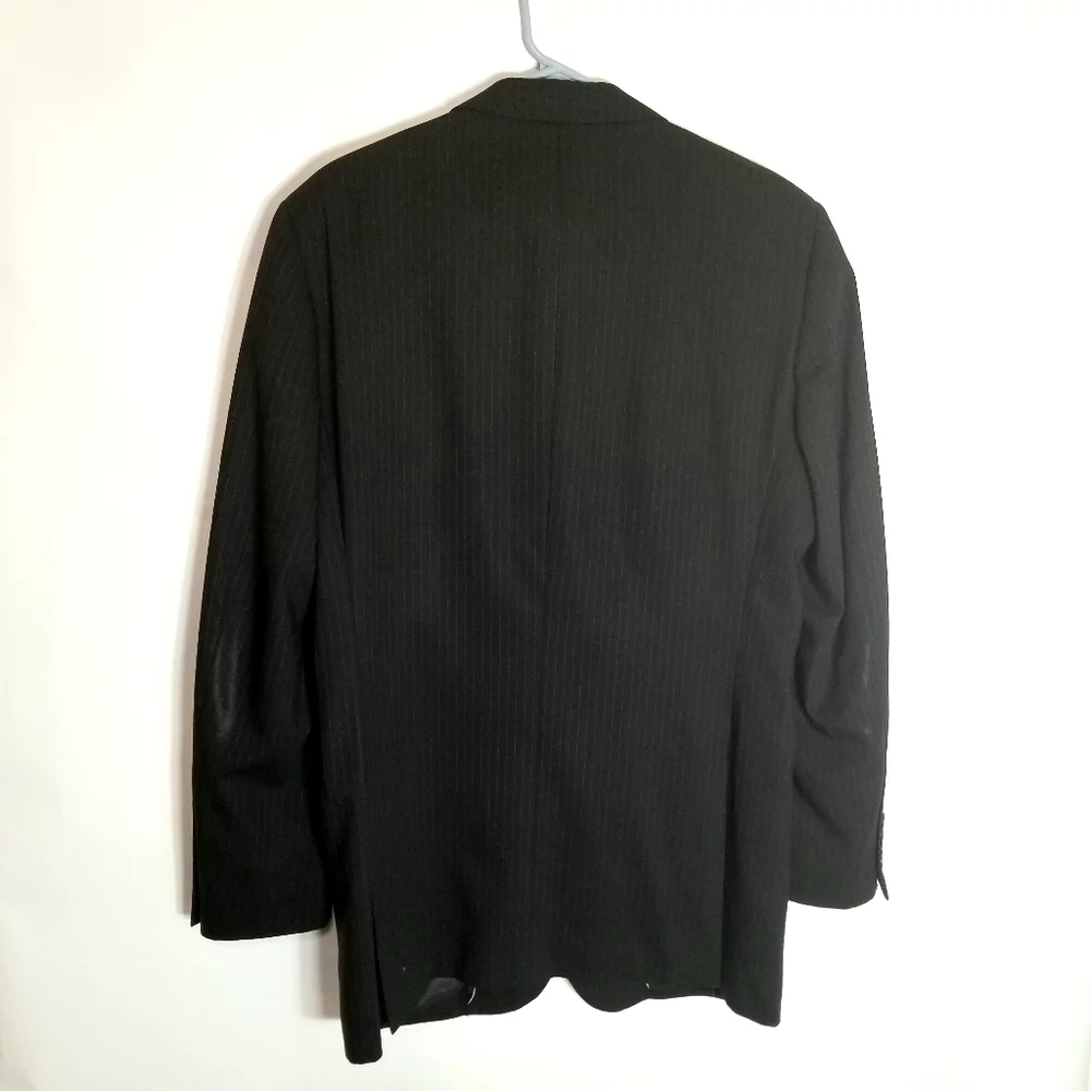 Emanuel Ungaro Blazer Men's 40L Wool Black Pinstripe 3 Button Suit Coat